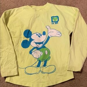 Disney World Spirit Jersey Kid Size S Bright Yellow Mickey Mouse L/S Shirt
